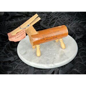 vintage wooden horse toothpick holder